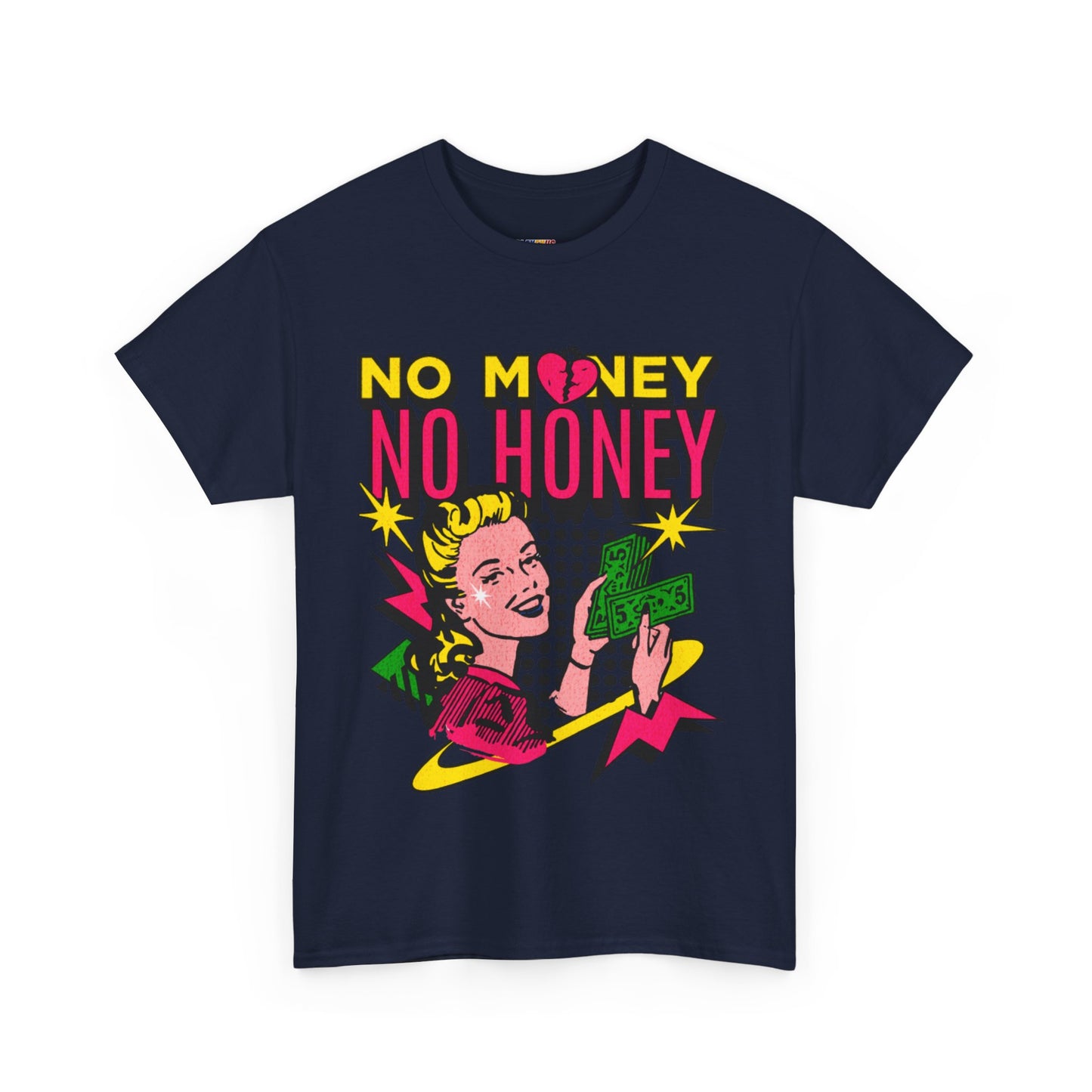 Playful Retro Graphic Tee - 'No Money No Honey' Cardinal Red