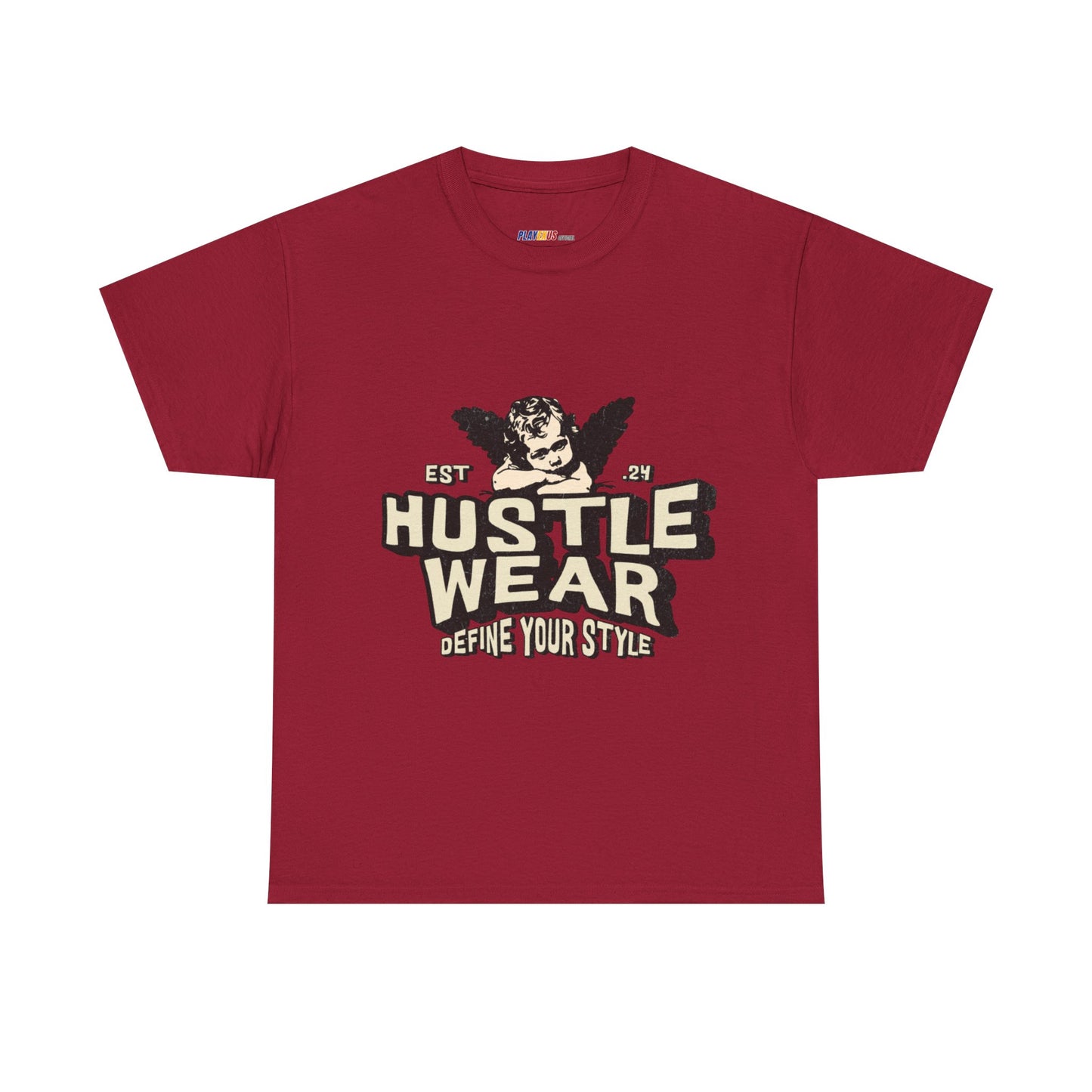 Vintage Angel Graphic T-Shirt – Hustle Wear Style, Casual Streetwear Tee, Unisex Cotton Top Cardinal Red