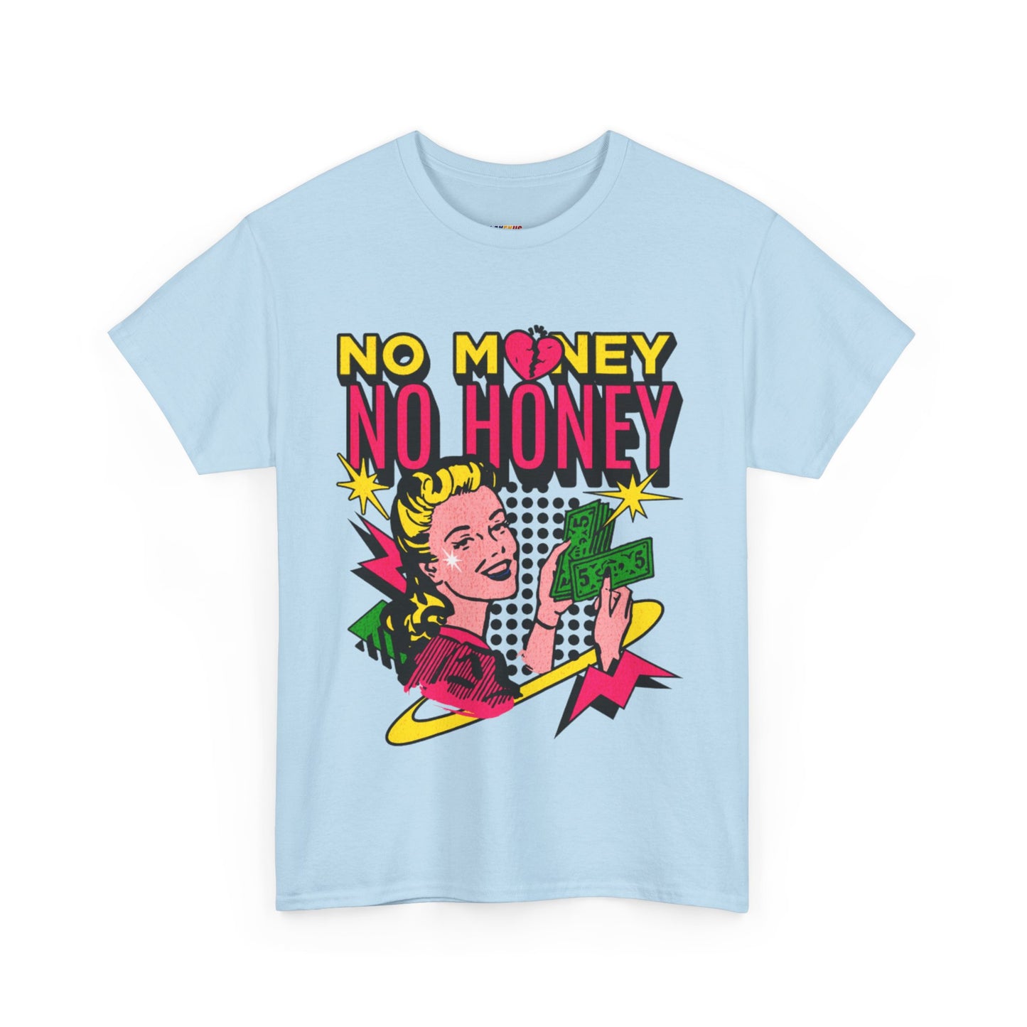 Playful Retro Graphic Tee - 'No Money No Honey' Cardinal Red