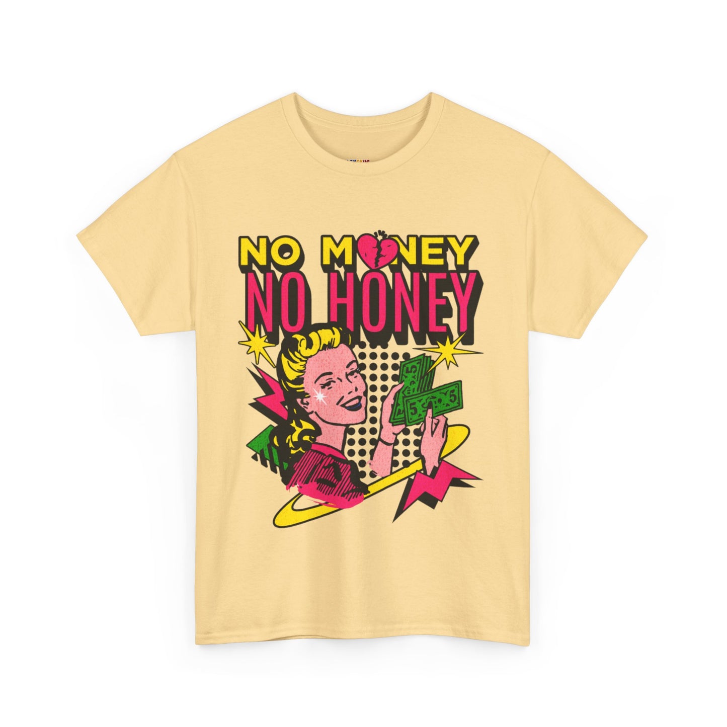 Playful Retro Graphic Tee - 'No Money No Honey' Cardinal Red