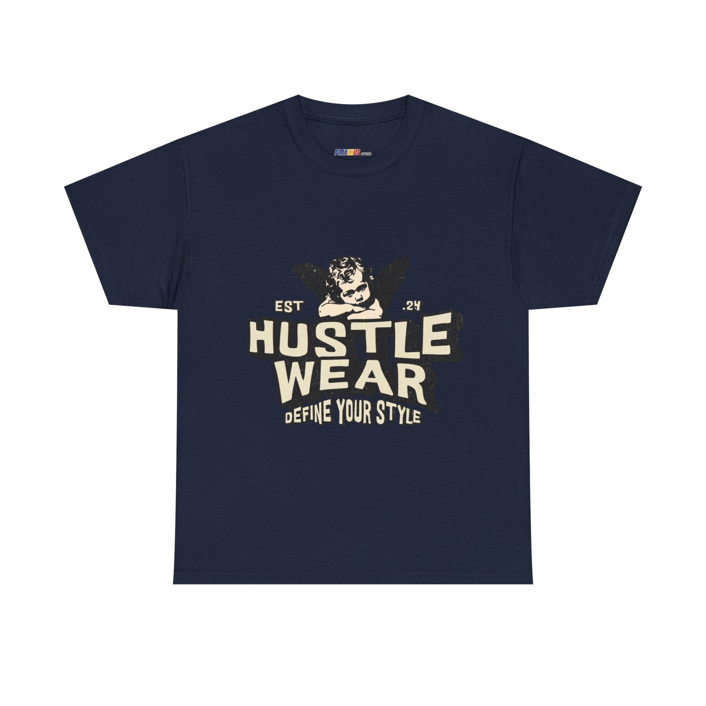 Vintage Angel Graphic T-Shirt – Hustle Wear Style, Casual Streetwear Tee, Unisex Cotton Top Navy