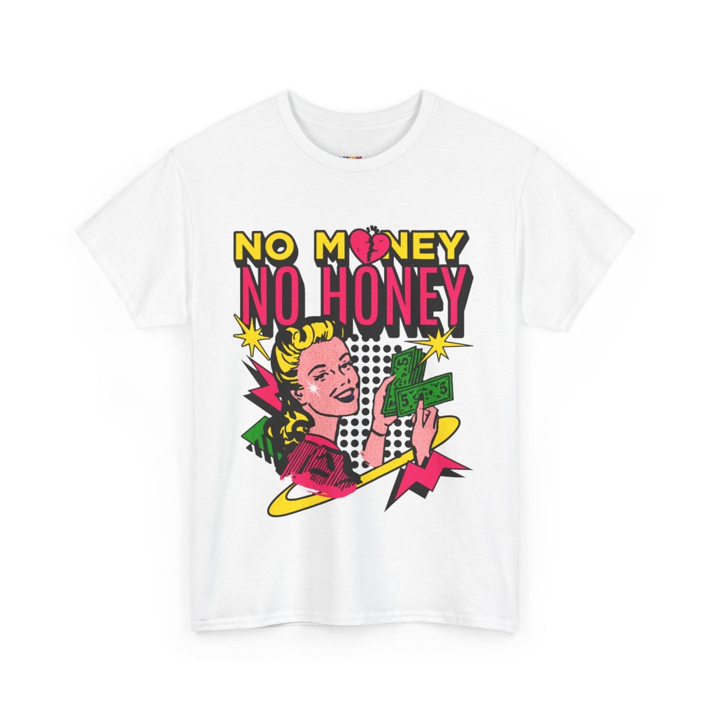 Playful Retro Graphic Tee - 'No Money No Honey' Cardinal Red