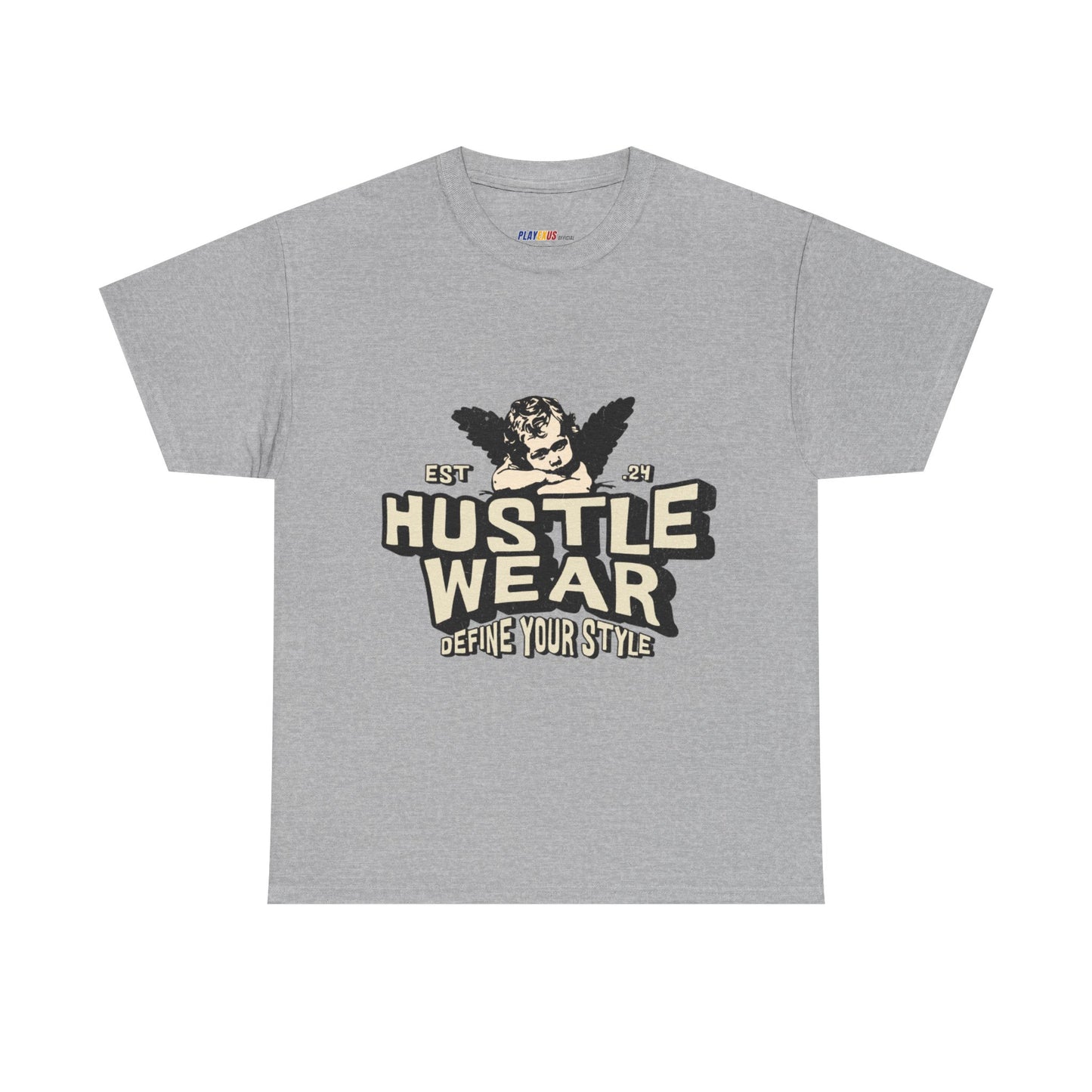 Vintage Angel Graphic T-Shirt – Hustle Wear Style, Casual Streetwear Tee, Unisex Cotton Top Sport Grey