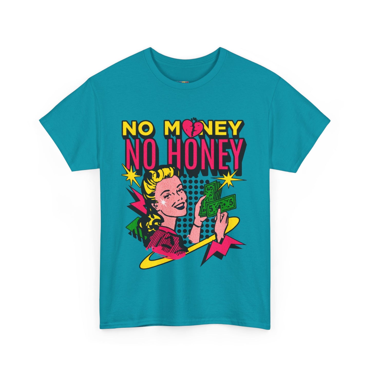 Playful Retro Graphic Tee - 'No Money No Honey' Cardinal Red