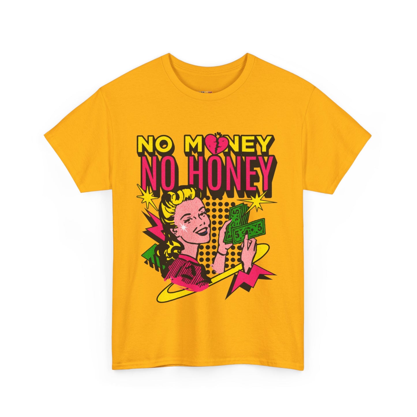 Playful Retro Graphic Tee - 'No Money No Honey' Cardinal Red