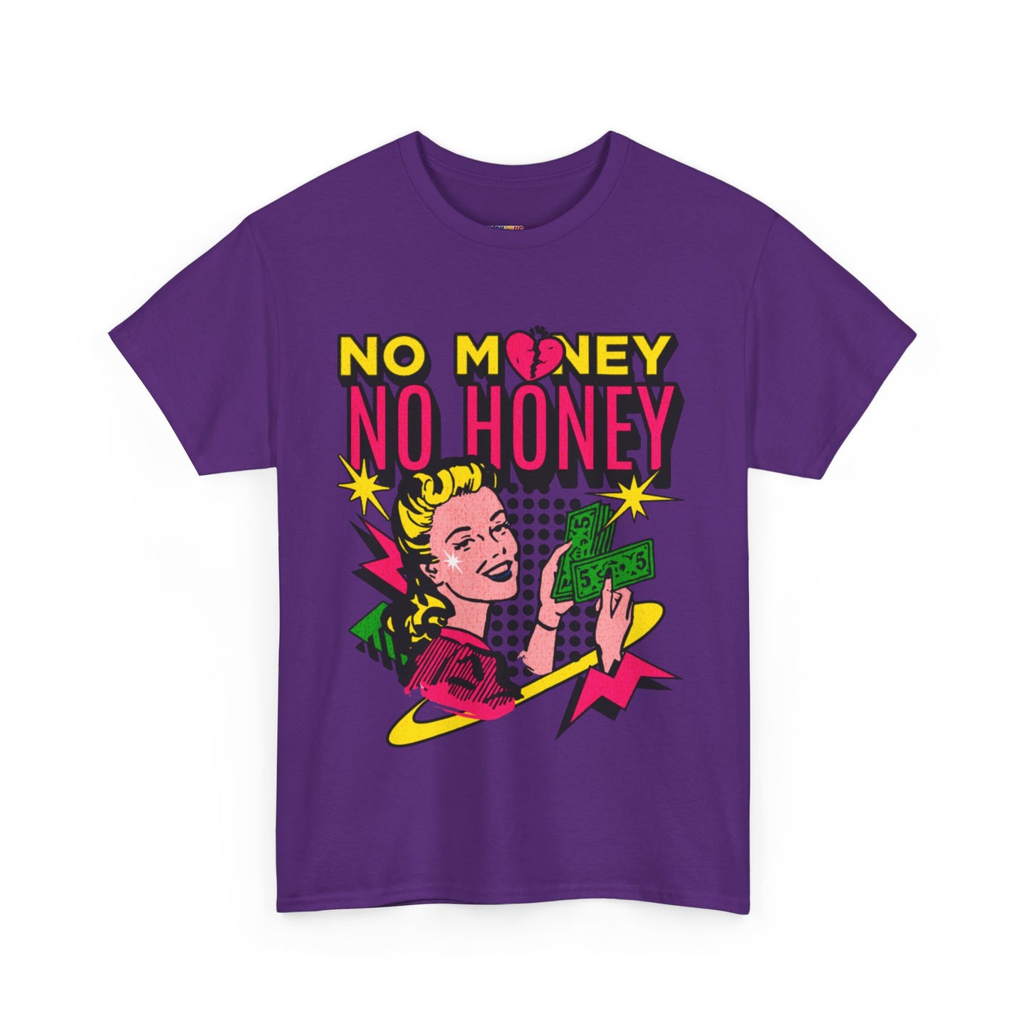 Playful Retro Graphic Tee - 'No Money No Honey' Cardinal Red