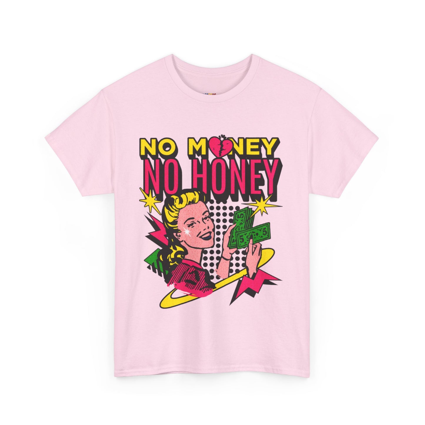 Playful Retro Graphic Tee - 'No Money No Honey' Cardinal Red