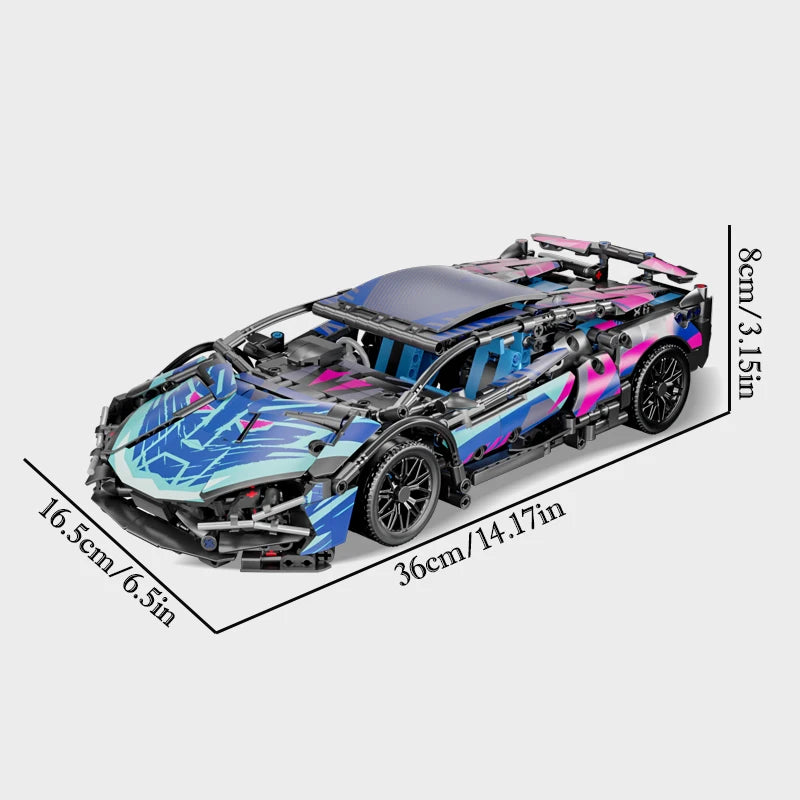 1700pcs RSR Racing Car Building Blocks Set, Technical Model Sports Car Toy DIY Collector's Gift for Adults/Teens/Kids/Boys/Girls 33cm L