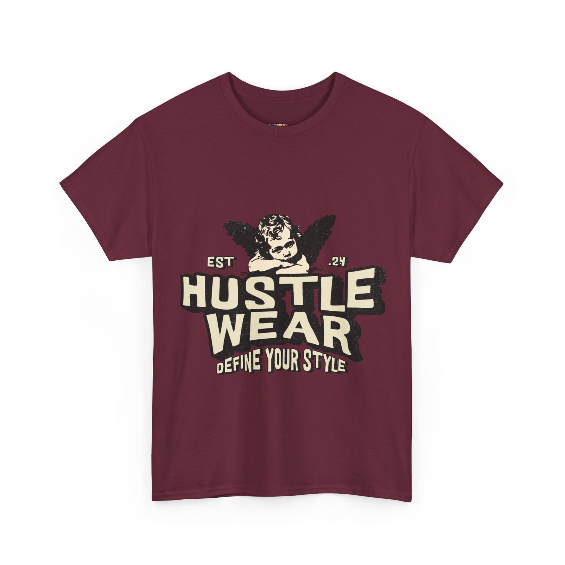 Vintage Angel Graphic T-Shirt – Hustle Wear Style, Casual Streetwear Tee, Unisex Cotton Top Cardinal Red