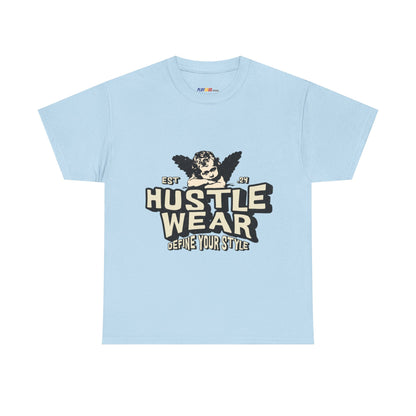Vintage Angel Graphic T-Shirt – Hustle Wear Style, Casual Streetwear Tee, Unisex Cotton Top Light Blue