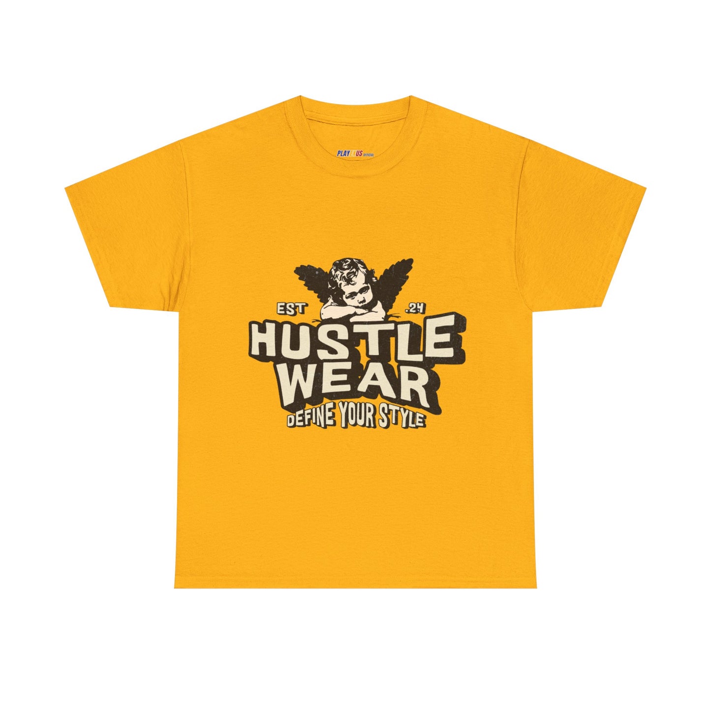 Vintage Angel Graphic T-Shirt – Hustle Wear Style, Casual Streetwear Tee, Unisex Cotton Top Gold