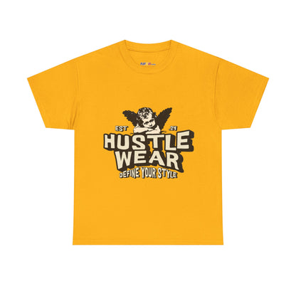 Vintage Angel Graphic T-Shirt – Hustle Wear Style, Casual Streetwear Tee, Unisex Cotton Top Gold