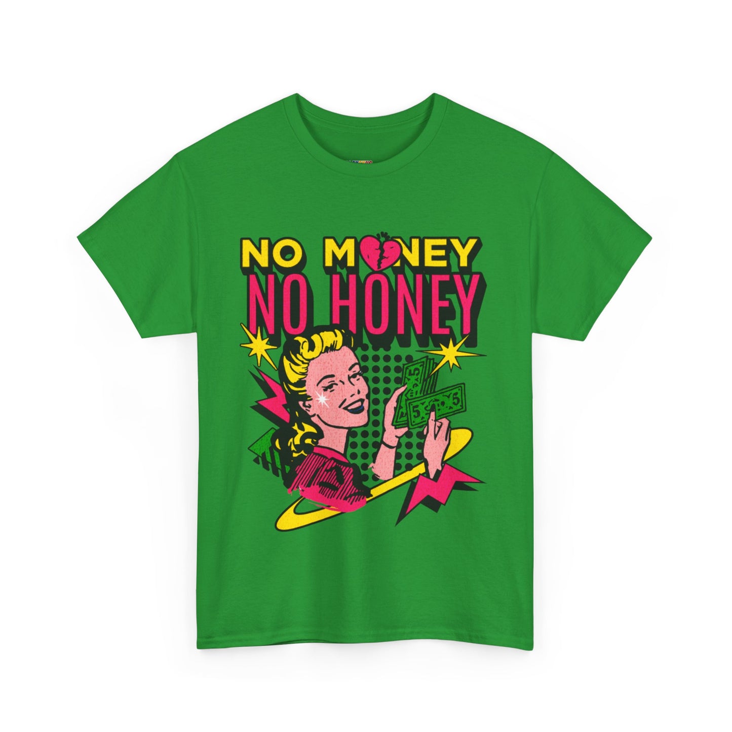 Playful Retro Graphic Tee - 'No Money No Honey' Cardinal Red