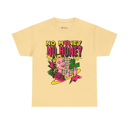 Playful Retro Graphic Tee - 'No Money No Honey' Yellow Haze