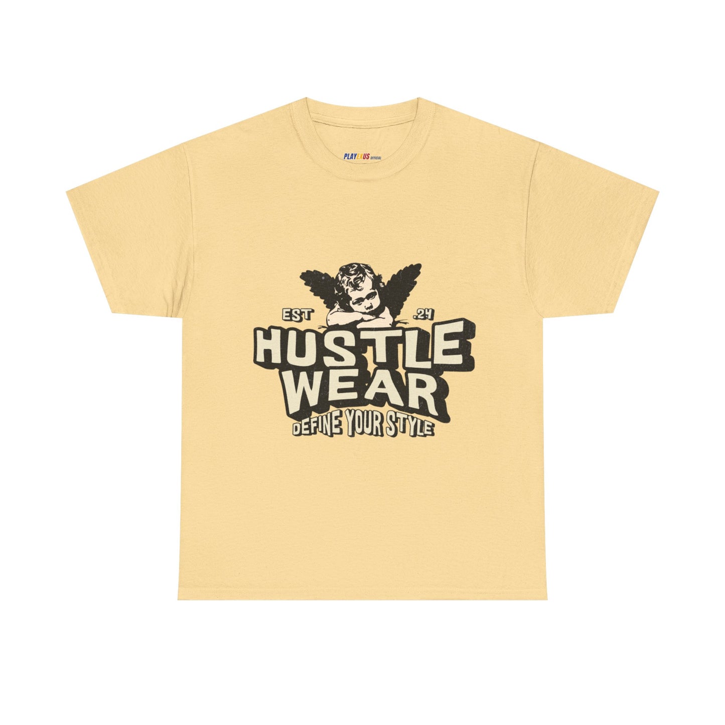 Vintage Angel Graphic T-Shirt – Hustle Wear Style, Casual Streetwear Tee, Unisex Cotton Top Yellow Haze
