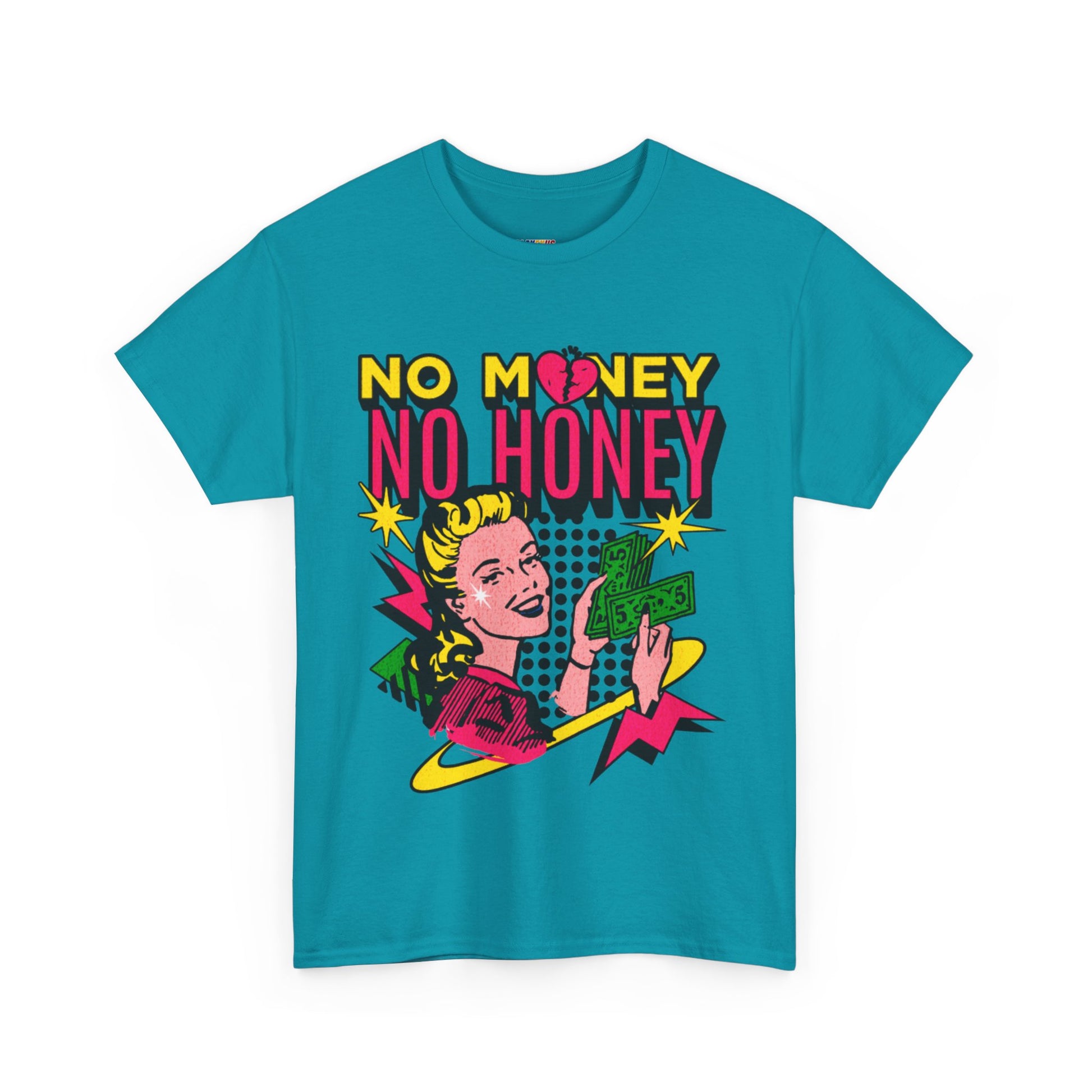 Playful Retro Graphic Tee - 'No Money No Honey' Cardinal Red