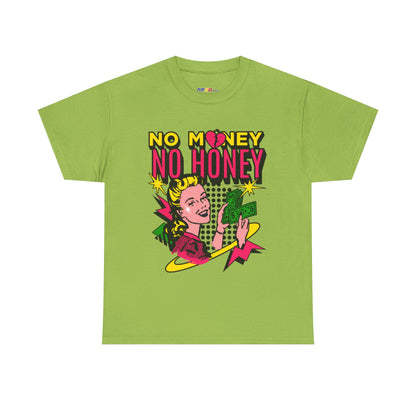 Playful Retro Graphic Tee - 'No Money No Honey' Kiwi