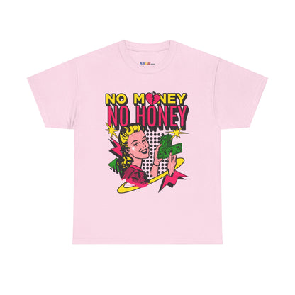 Playful Retro Graphic Tee - 'No Money No Honey' Light Pink