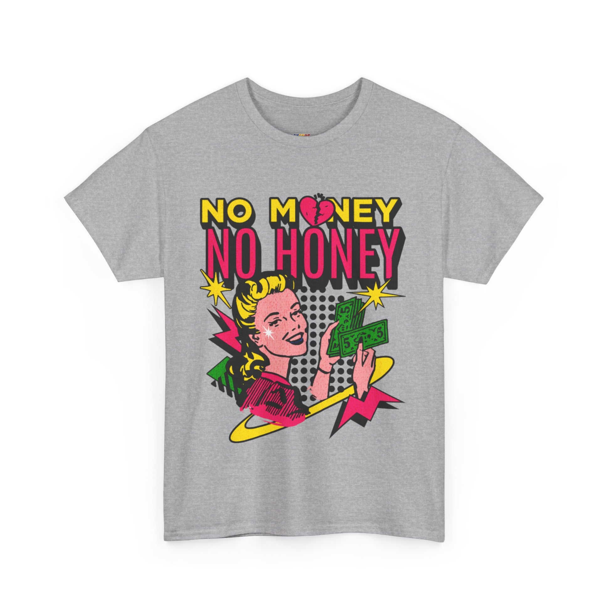Playful Retro Graphic Tee - 'No Money No Honey' Cardinal Red