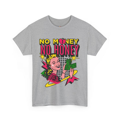 Playful Retro Graphic Tee - 'No Money No Honey' Cardinal Red