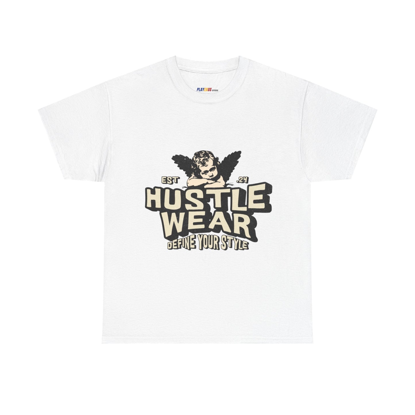 Vintage Angel Graphic T-Shirt – Hustle Wear Style, Casual Streetwear Tee, Unisex Cotton Top White