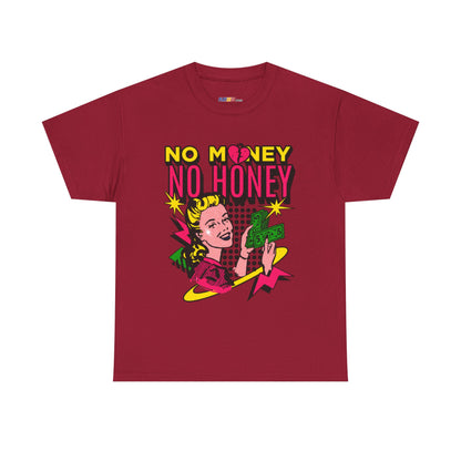 Playful Retro Graphic Tee - 'No Money No Honey' Cardinal Red