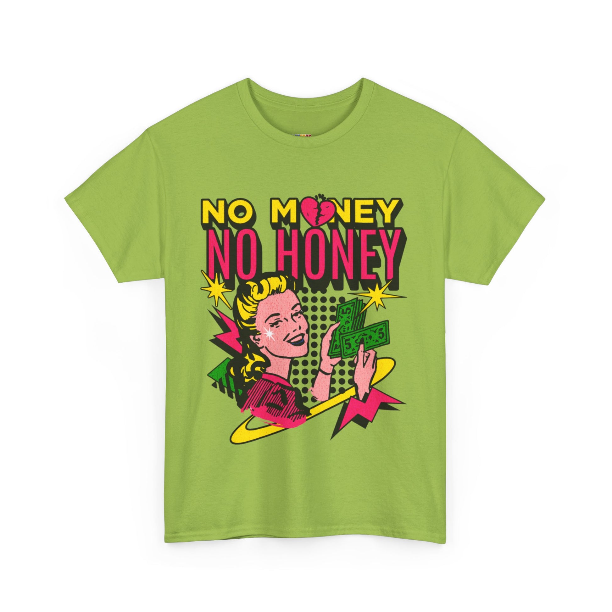 Playful Retro Graphic Tee - 'No Money No Honey' Cardinal Red