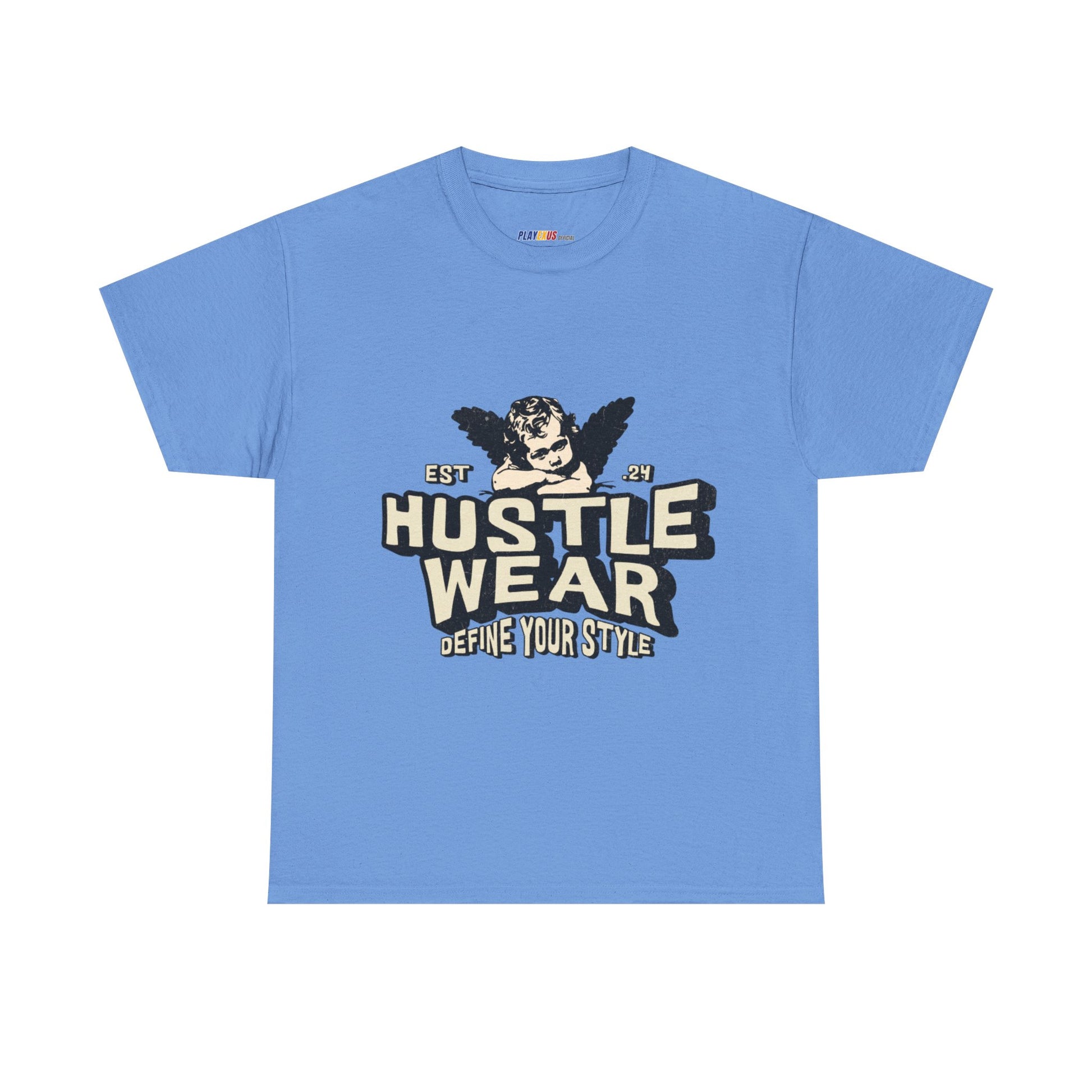 Vintage Angel Graphic T-Shirt – Hustle Wear Style, Casual Streetwear Tee, Unisex Cotton Top Carolina Blue