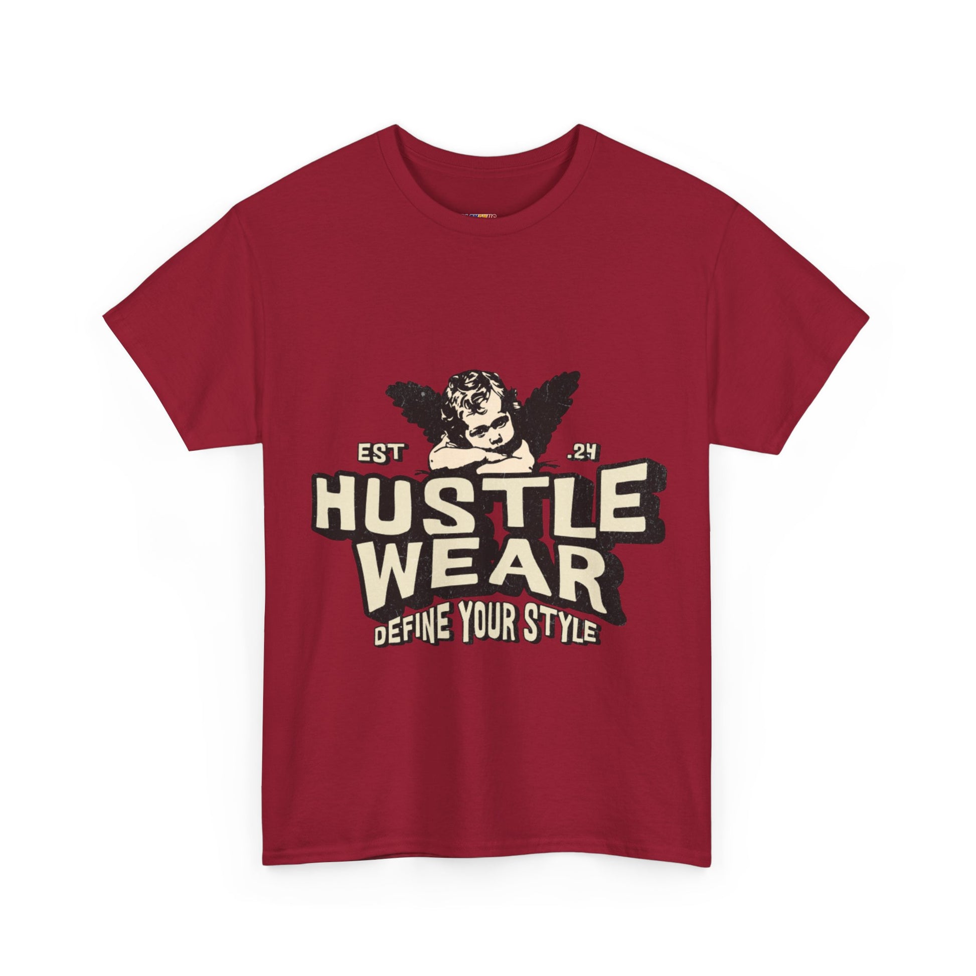 Vintage Angel Graphic T-Shirt – Hustle Wear Style, Casual Streetwear Tee, Unisex Cotton Top Cardinal Red