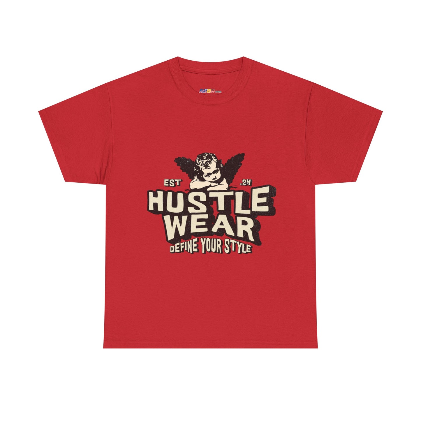 Vintage Angel Graphic T-Shirt – Hustle Wear Style, Casual Streetwear Tee, Unisex Cotton Top Red