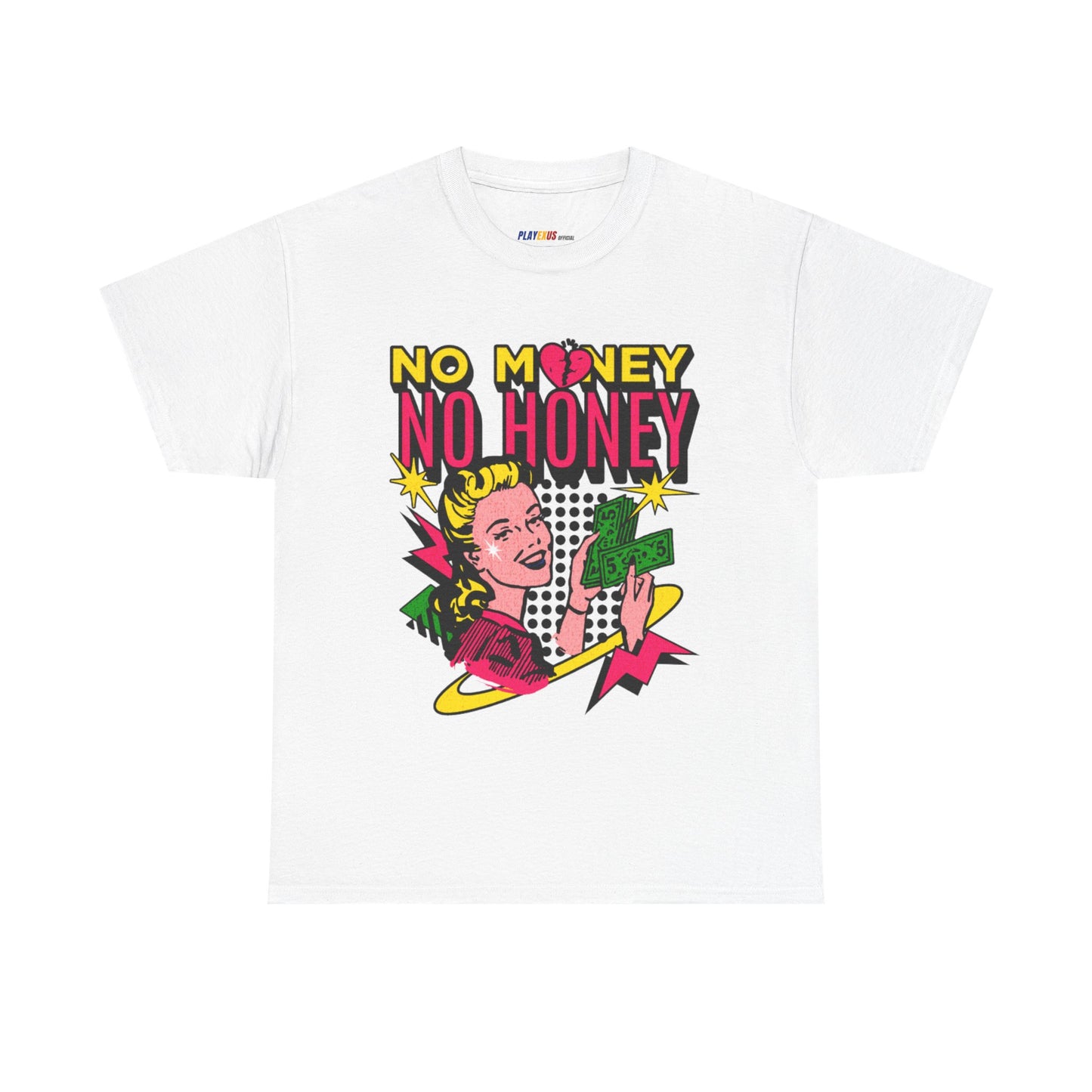 Playful Retro Graphic Tee - 'No Money No Honey' White