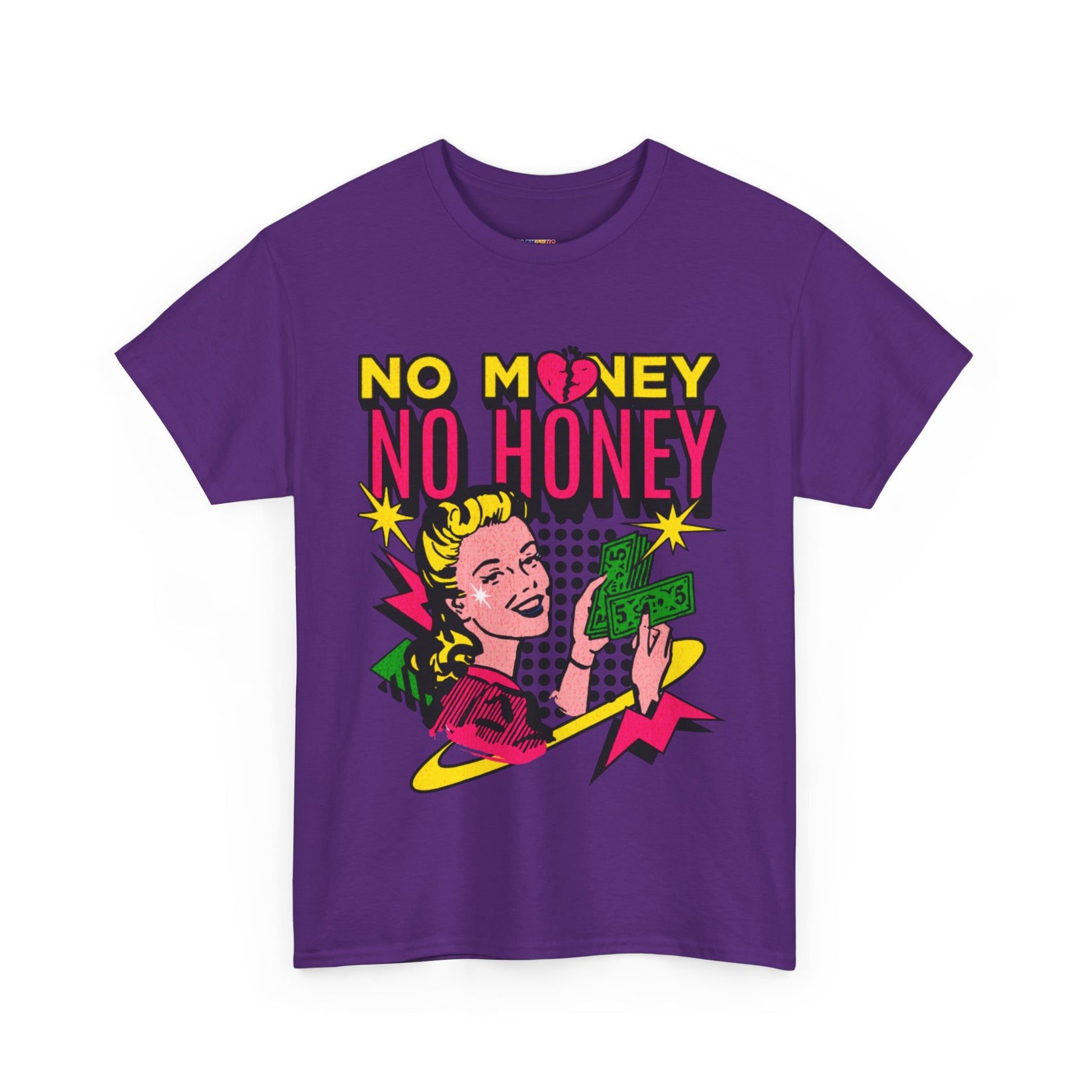 Playful Retro Graphic Tee - 'No Money No Honey' Cardinal Red