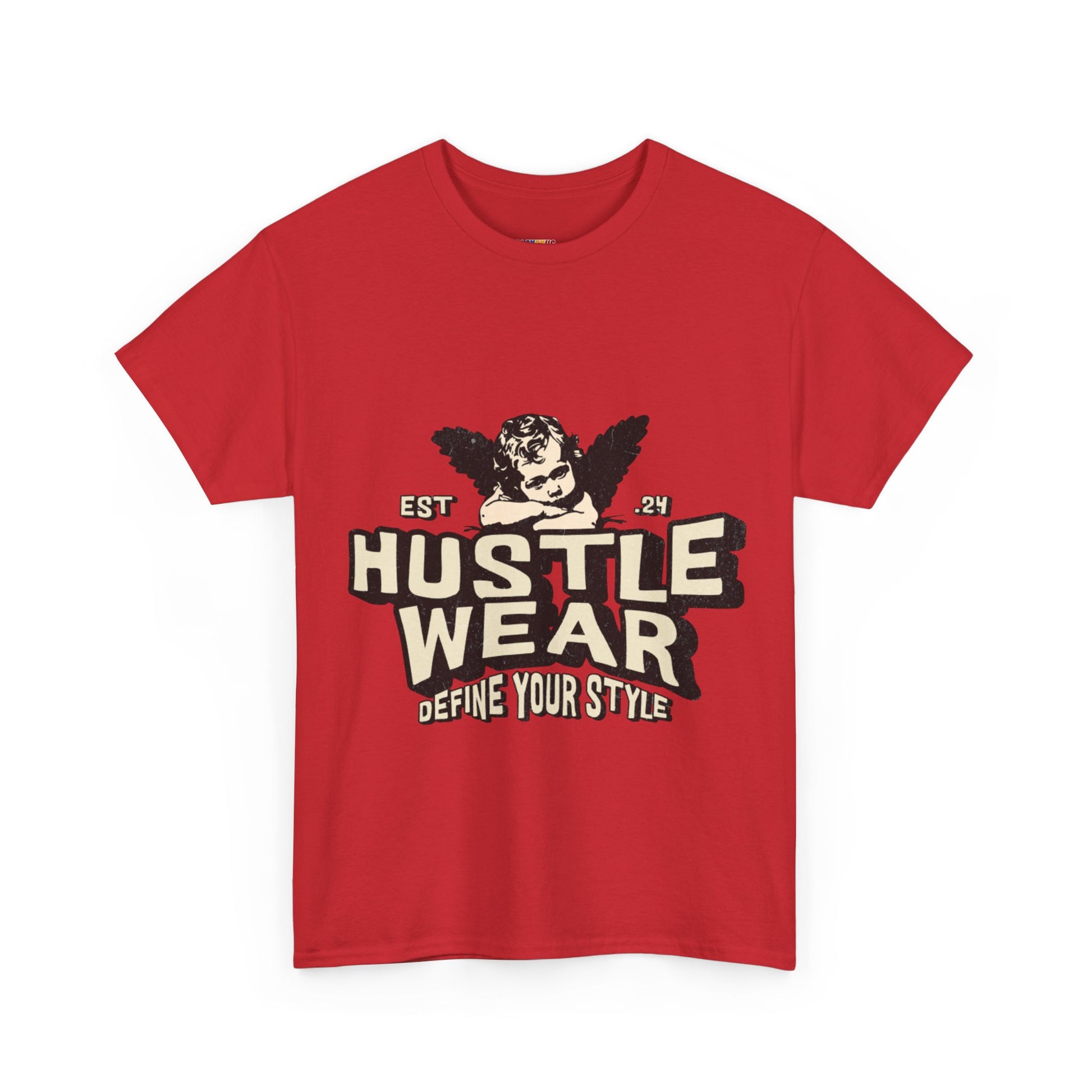 Vintage Angel Graphic T-Shirt – Hustle Wear Style, Casual Streetwear Tee, Unisex Cotton Top Cardinal Red