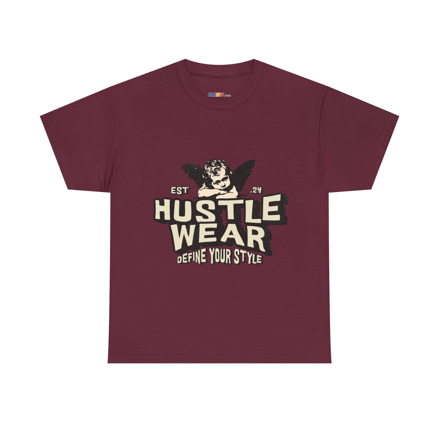 Vintage Angel Graphic T-Shirt – Hustle Wear Style, Casual Streetwear Tee, Unisex Cotton Top Maroon