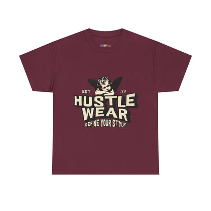 Vintage Angel Graphic T-Shirt – Hustle Wear Style, Casual Streetwear Tee, Unisex Cotton Top Maroon