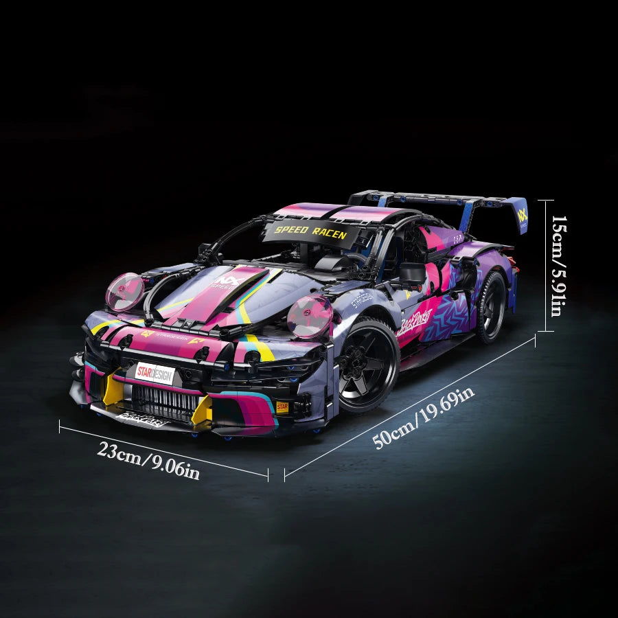 1700pcs RSR Racing Car Building Blocks Set, Technical Model Sports Car Toy DIY Collector's Gift for Adults/Teens/Kids/Boys/Girls 50cm L